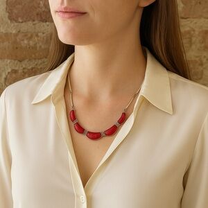 Vintage 925 SS Coral Choker Necklace